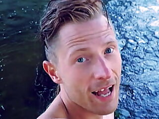 Naked bath in a river in slo-mo