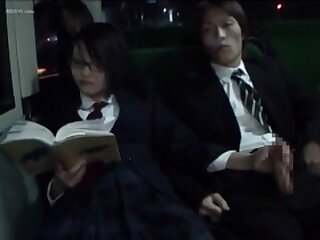 Japanese schoolgirl handjob in the bus - ThisVid.com