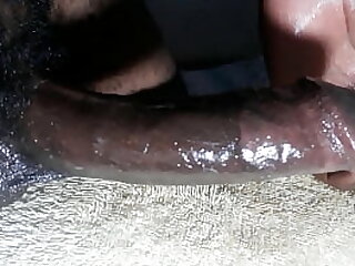 Huge cum from Kenya big black dick closeup handjob