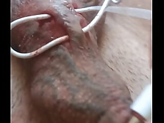 I put the headphone plug in my urethra and in my big cock piercing holes&period; And I cum like crazy twice&period;