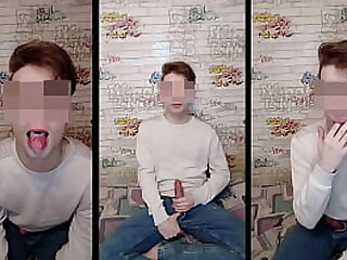 Teen boy jerks off and swallows cum