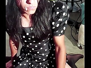 Boy doing crossdressing and swallowing his own cum