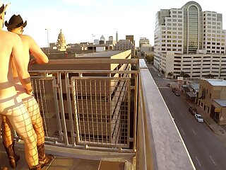 Rooftop fuck during morning commute