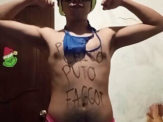 Gooner Latino ... faggot shows off in pink thong