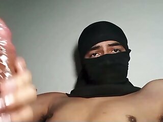 Hot Latino goons his greasy stick and cums all over himself